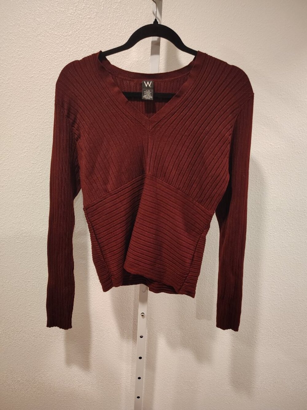 W Women's Sweater Size Large V-Neck Rib Knit Ribbed - Picture 5 of 10